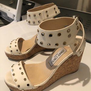 Jimmy Choo white studded platform sandal